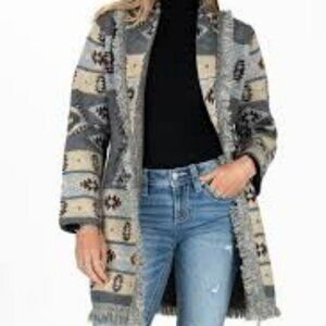 Miss Me Gray and Cream Patterned Cardigan new